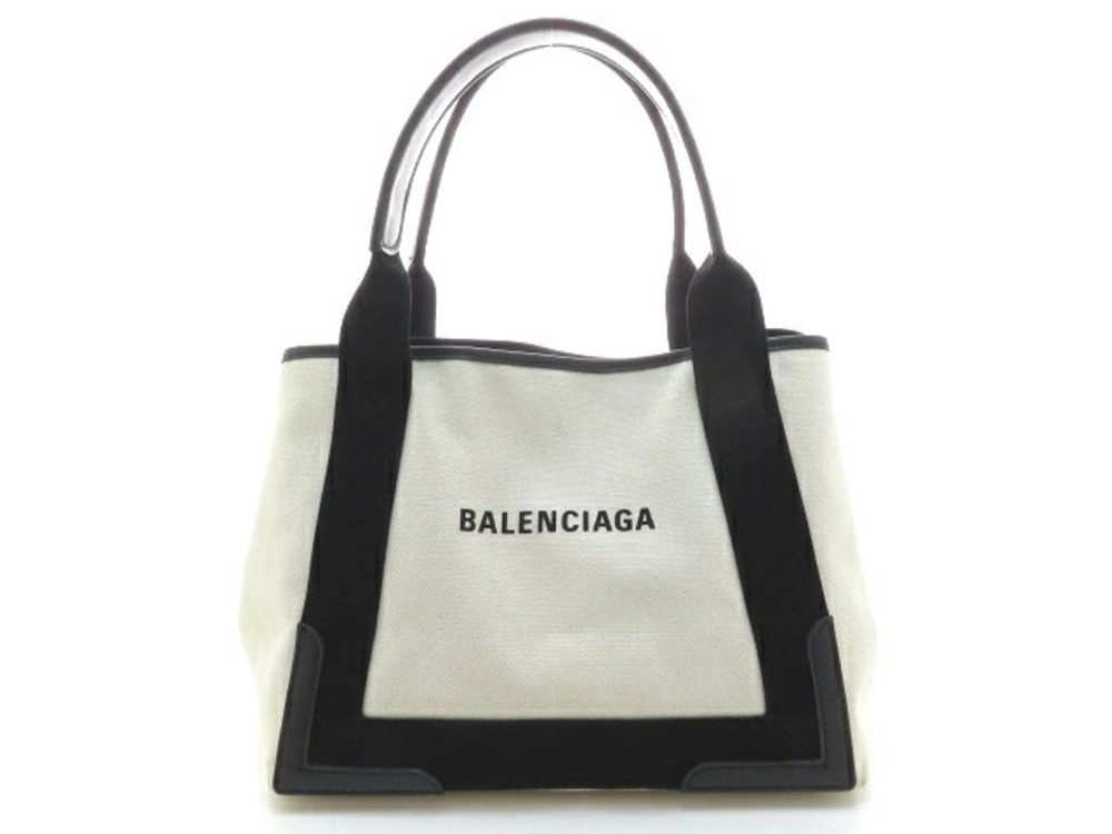 Balenciaga tote bag Navy Blue cabas canvas Ivory White black